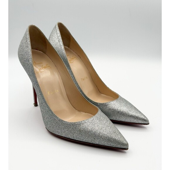 Christian Louboutin Sparkling Silver Heels - Picture 3 of 14